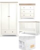 Keswick 4 Piece Cotbed Set with Dresser Changer, Wardrobe & Essential Pocket Spring Mattress